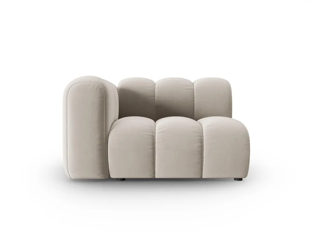 Sofa modulární sametová levostranná LUPINE béžová - koncový prvek