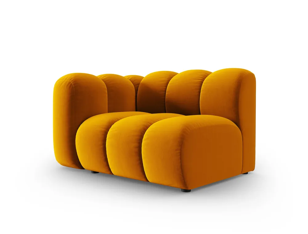 Sofa modulární sametová levostranná LUPINE hořčicová - koncový prvek