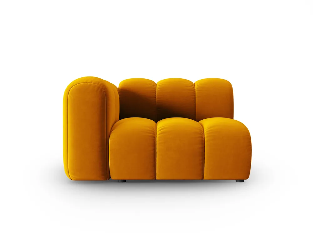 Sofa modulární sametová levostranná LUPINE hořčicová - koncový prvek