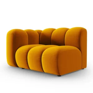 Sofa modulární sametová levostranná LUPINE hořčicová - koncový prvek