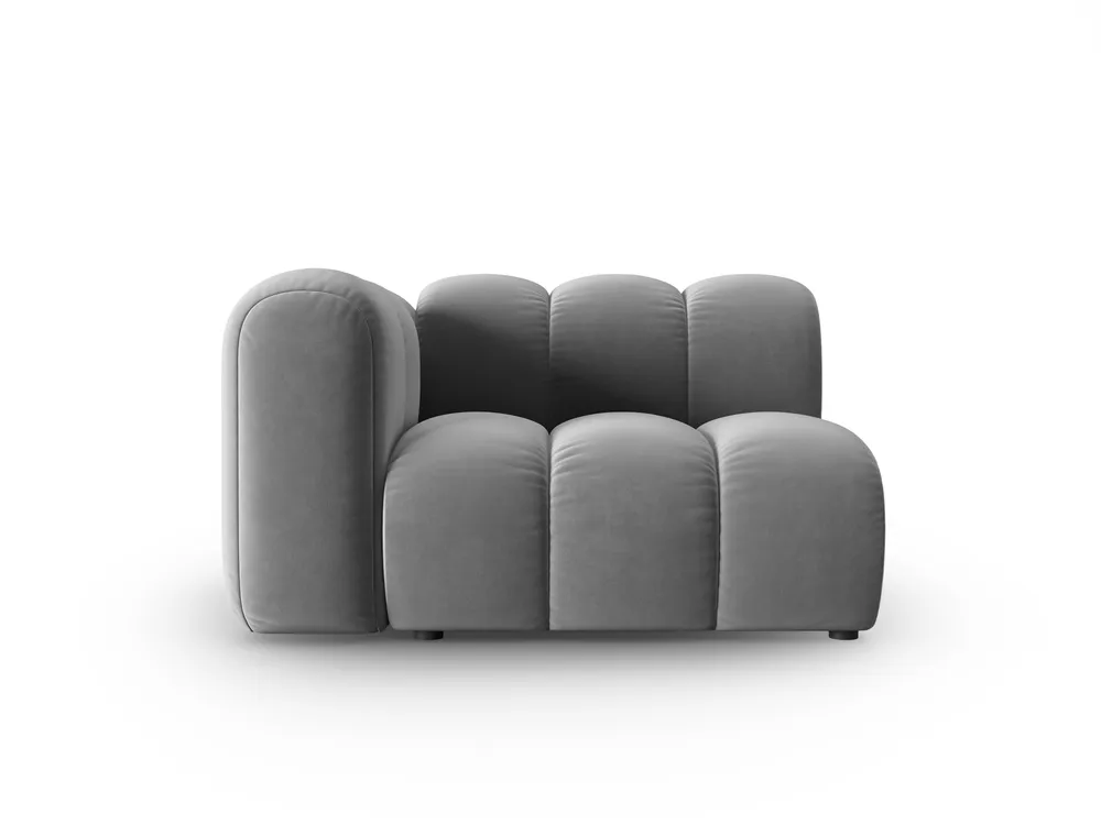 Sofa modulární sametová levostranná LUPINE šedá - koncový prvek