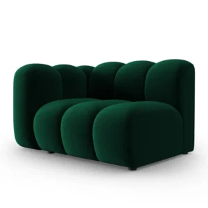 Sofa modulární sametová levostranná LUPINE lahvově zelená - koncový prvek