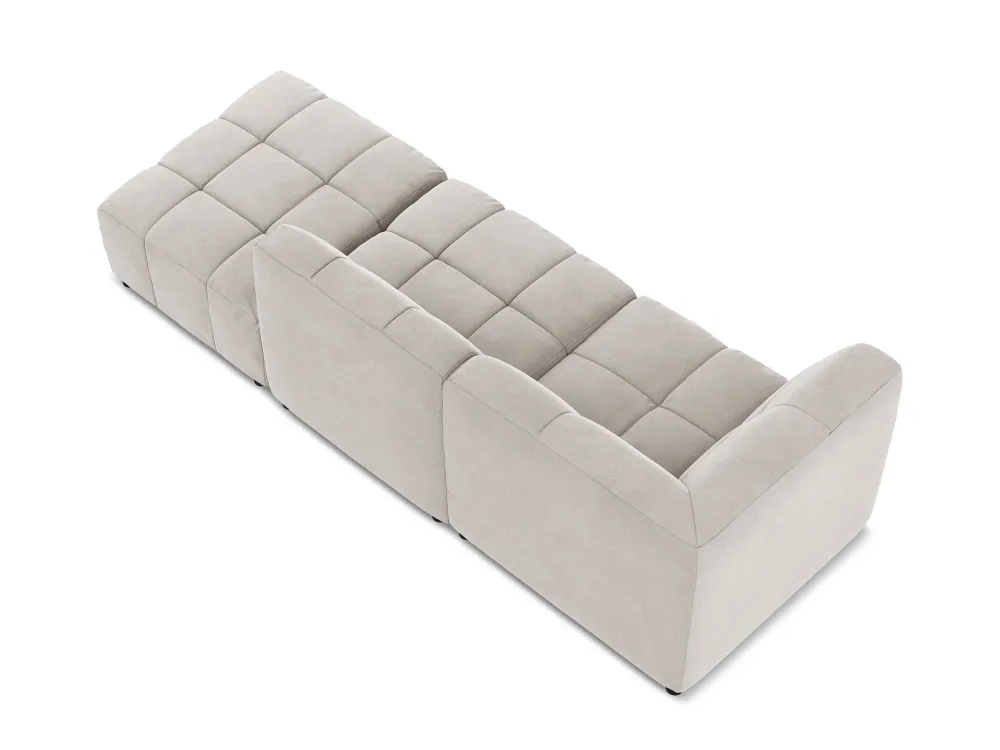 Sofa modulární sametová levostranná otevřená 3-místná ALOHA světle béžová