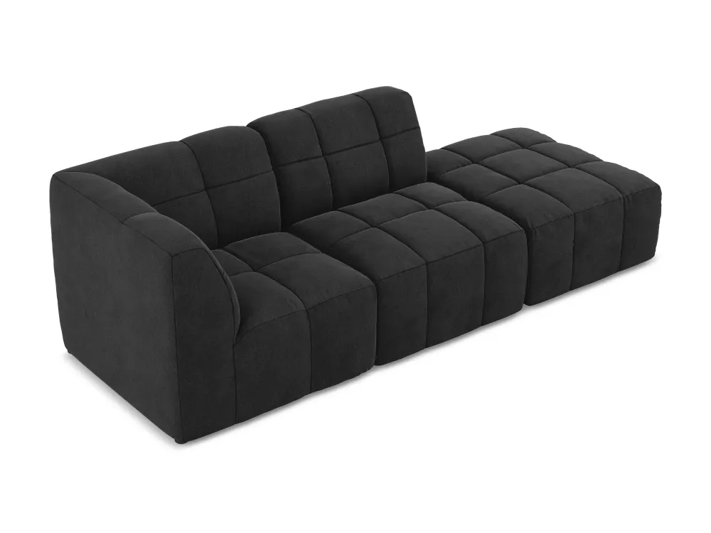 Sofa modulární sametová levostranná otevřená 3-místná ALOHA černá