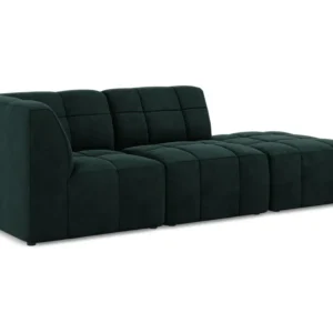 Sofa modulární sametová levostranná otevřená 3-místná ALOHA šedozelená