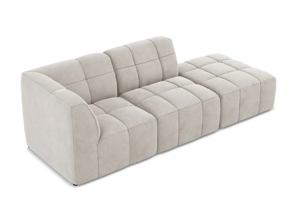 Sofa modulární sametová levostranná otevřená 3-místná ALOHA světle béžová