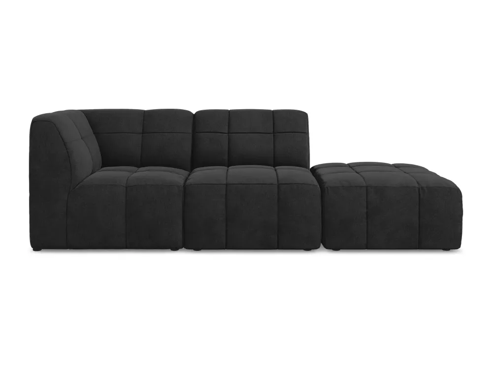 Sofa modulární sametová levostranná otevřená 3-místná ALOHA černá