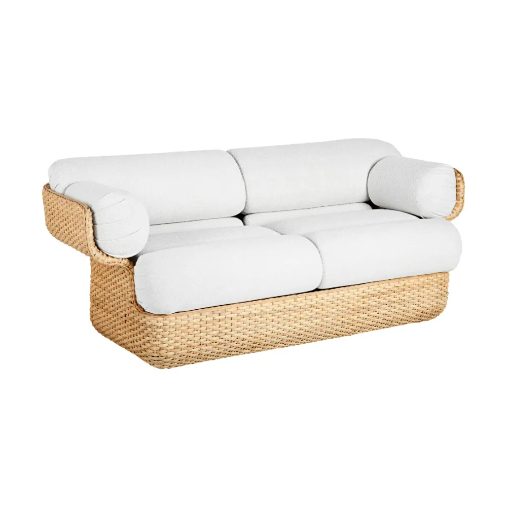 Sofa pro 2 osoby BASKET bílá s ratanem