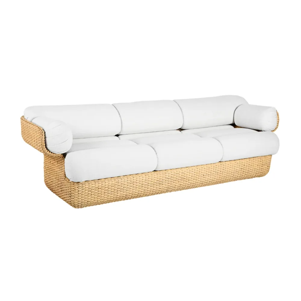 Sofa pro 3 osoby BASKET bílá s ratanem