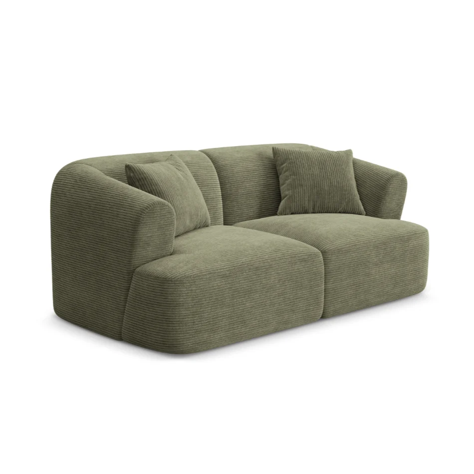 Sofa pro 2 osoby CAMPI zelený kordový materiál