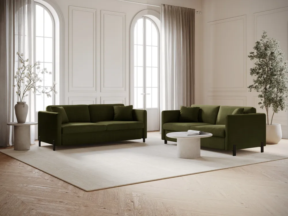 Sofa pro 2 osoby s funkcí spaní GLORIA zelený šenil
