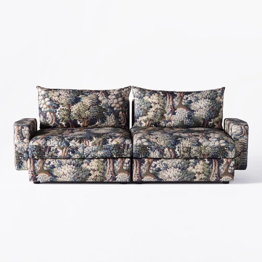 Sofa pro 2 osoby LAUREL s rostlinným motivem