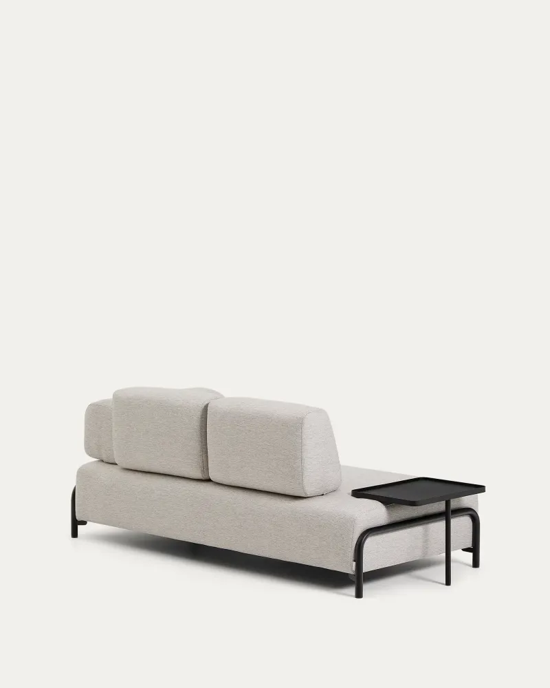 Sofa pro 2 osoby levostranná s policí COMPO šedobéžová s černým podstavcem