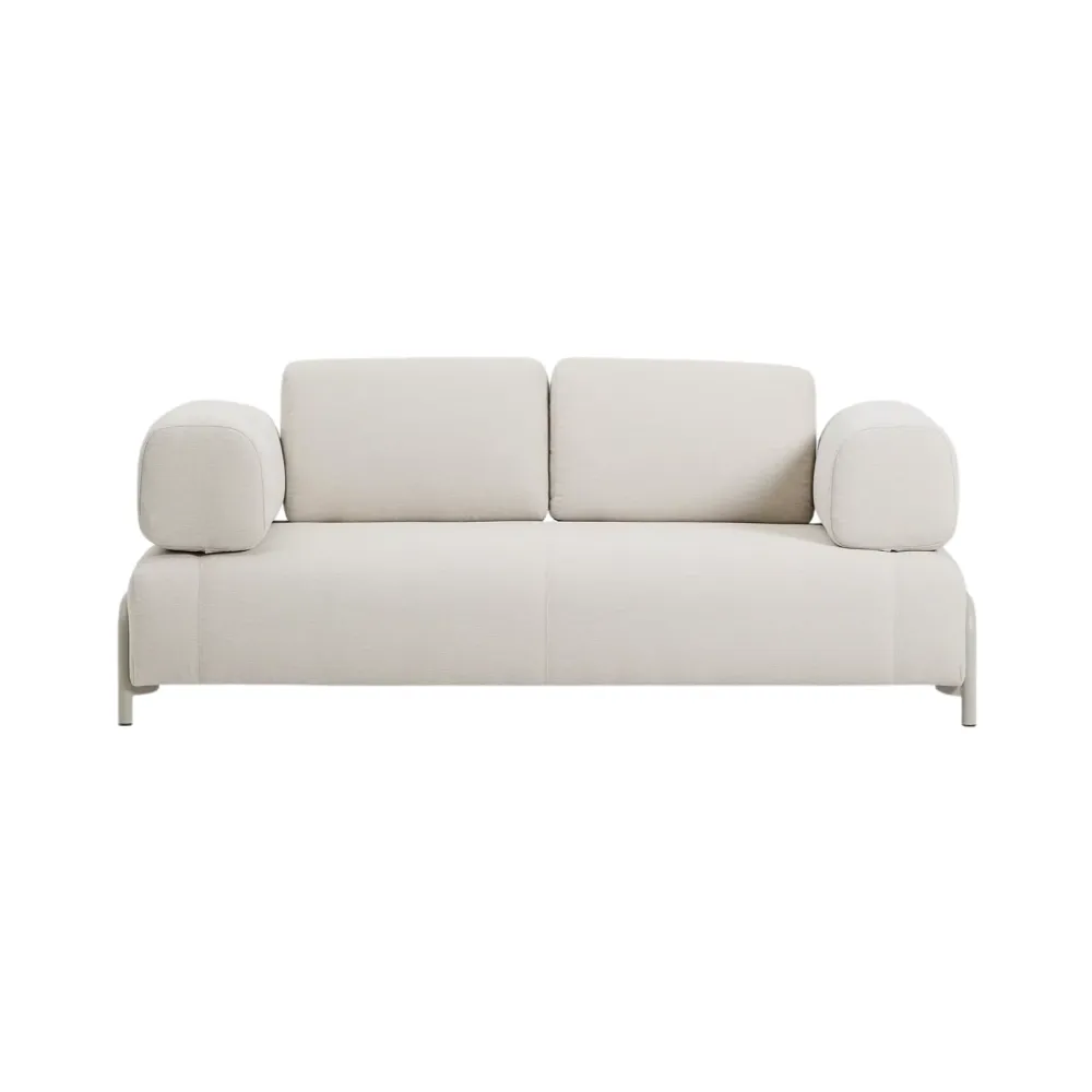 Sofa pro 2 osoby s opěrkami COMPO béžová s béžovým podstavcem