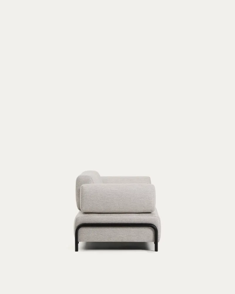 Sofa pro 2 osoby s opěrkami COMPO šedobéžová s černým podstavcem