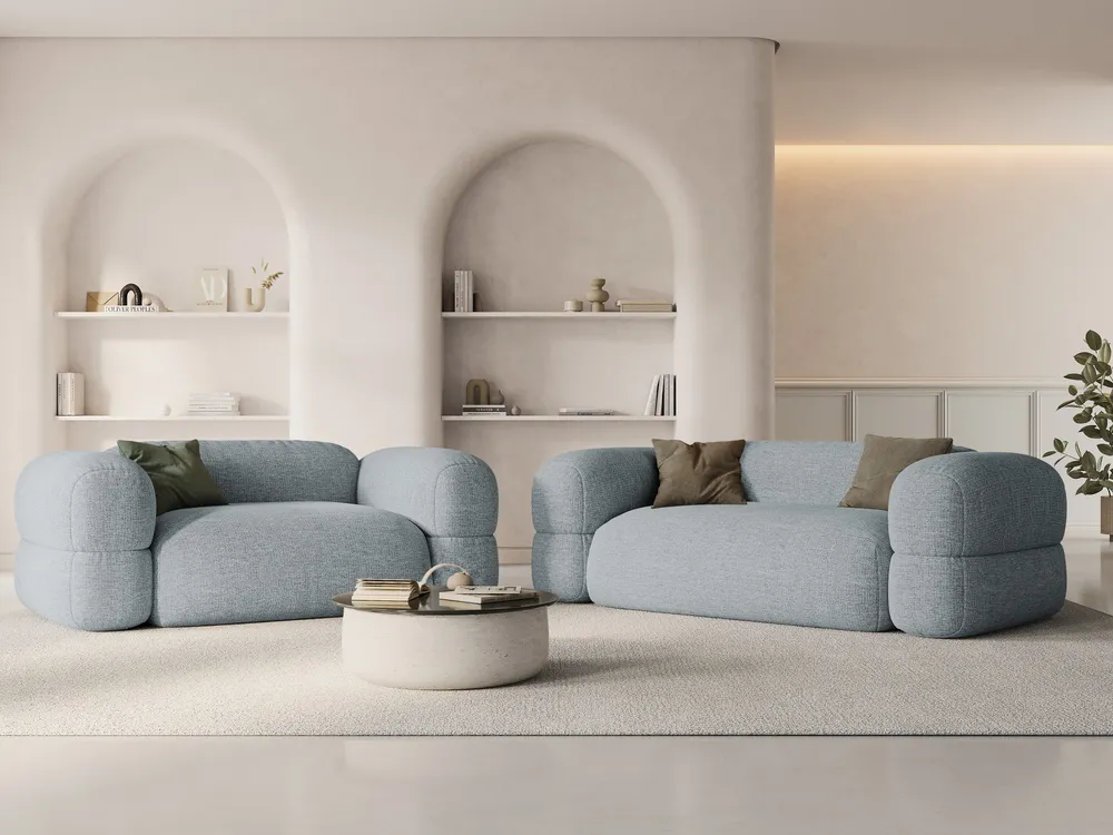 Sofa pro 3 osoby ROGER modrý šenil
