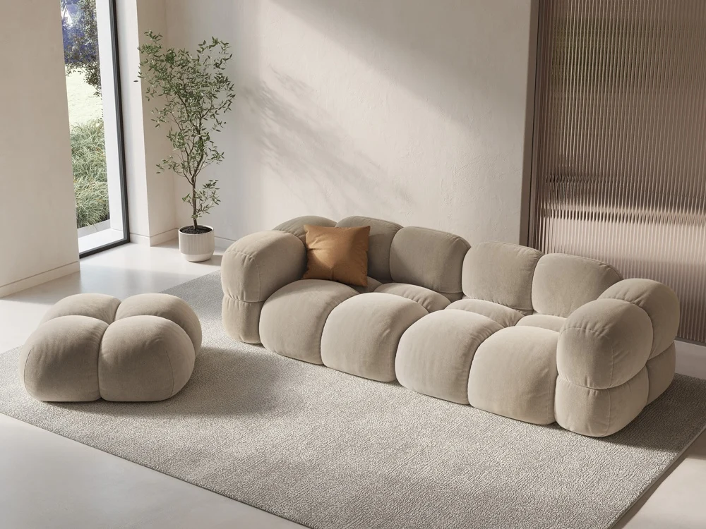 Sofa pro 4 osoby sametová LORETTO béžová