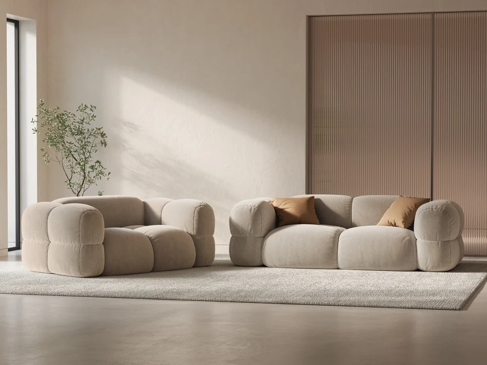 Sofa pro 2 osoby sametová LORETTO béžová