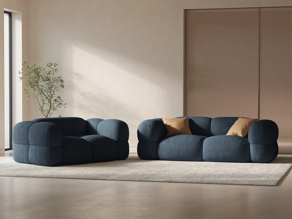 Sofa pro 2 osoby sametová LORETTO modrá