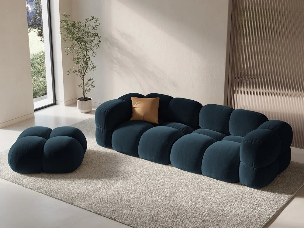 Sofa pro 4 osoby sametová LORETTO petrolejová