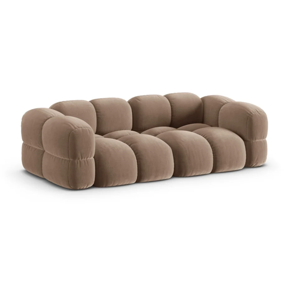 Sofa pro 4 osoby sametová LORETTO tmavě béžová