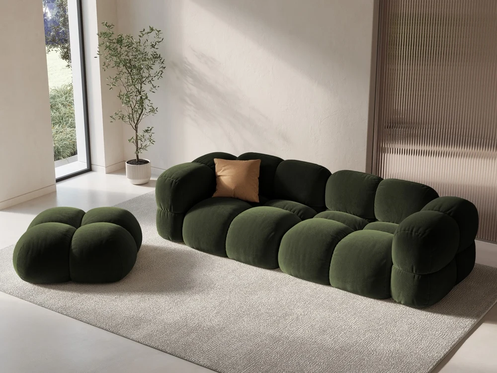 Sofa pro 4 osoby sametová LORETTO zelená
