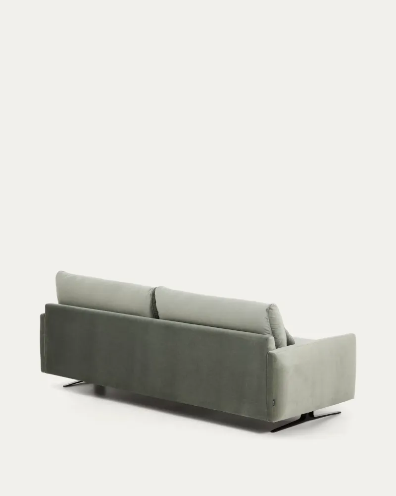 Sofa pro 3 osoby VELIRO zelená s černým podstavcem