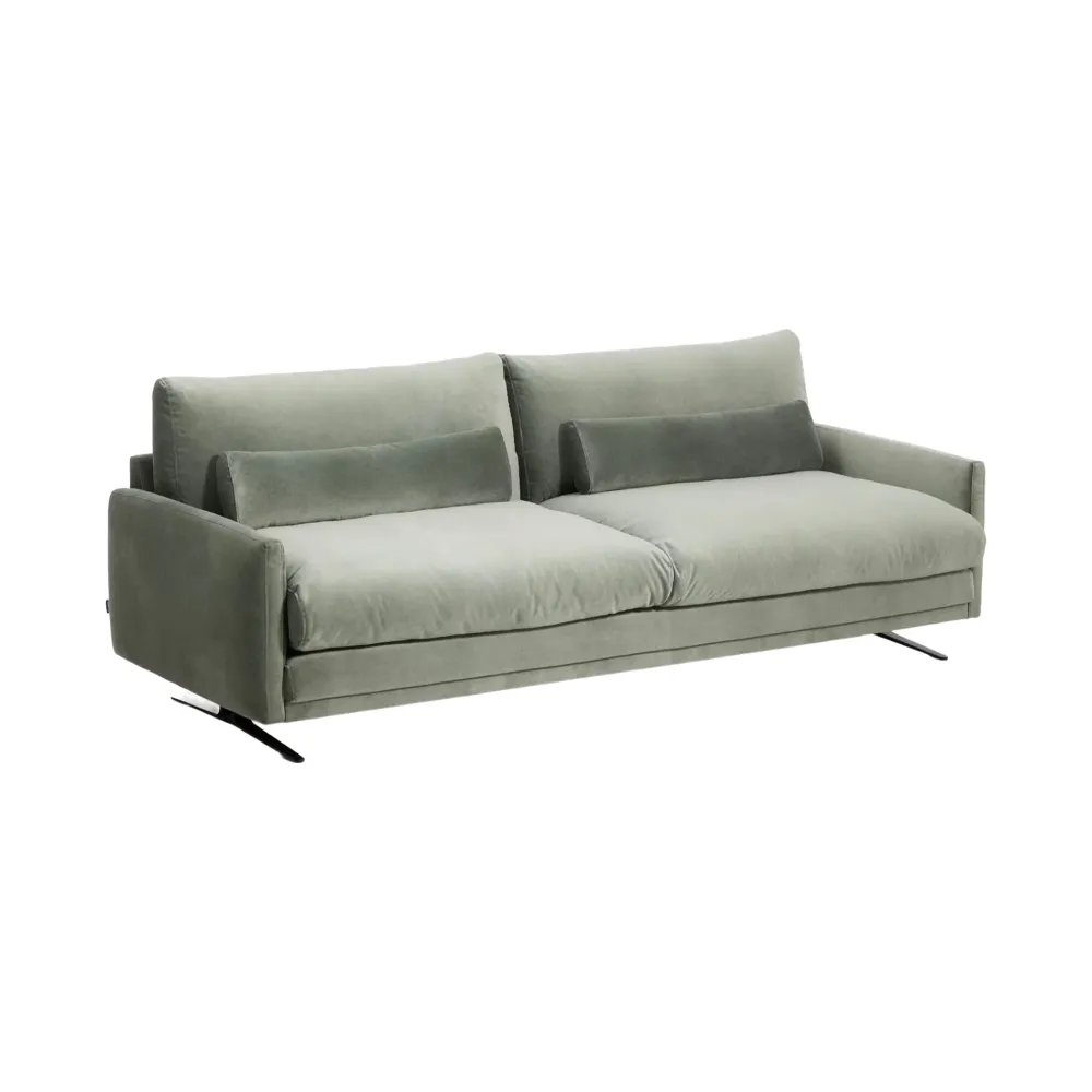 Sofa pro 3 osoby VELIRO zelená s černým podstavcem