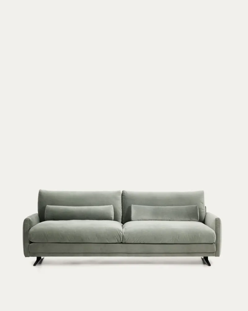Sofa pro 3 osoby VELIRO zelená s černým podstavcem