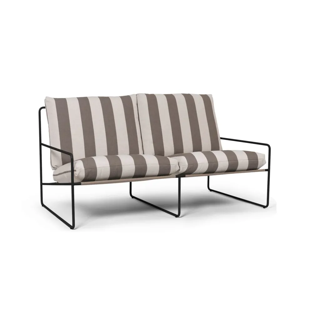 Sofa pro 2 osoby venkovní DESERT krémově-hnědá s černým podstavcem