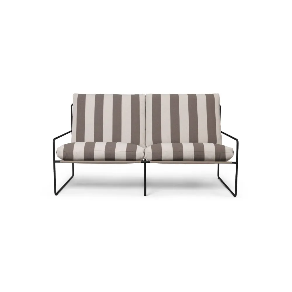 Sofa pro 2 osoby venkovní DESERT krémově-hnědá s černým podstavcem