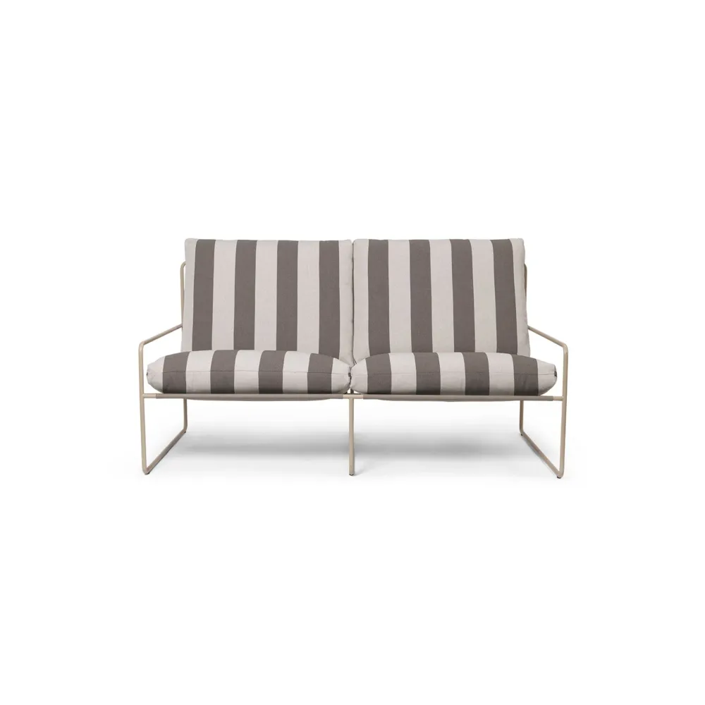Sofa pro 2 osoby venkovní DESERT krémovo-hnědá s béžovým podstavcem