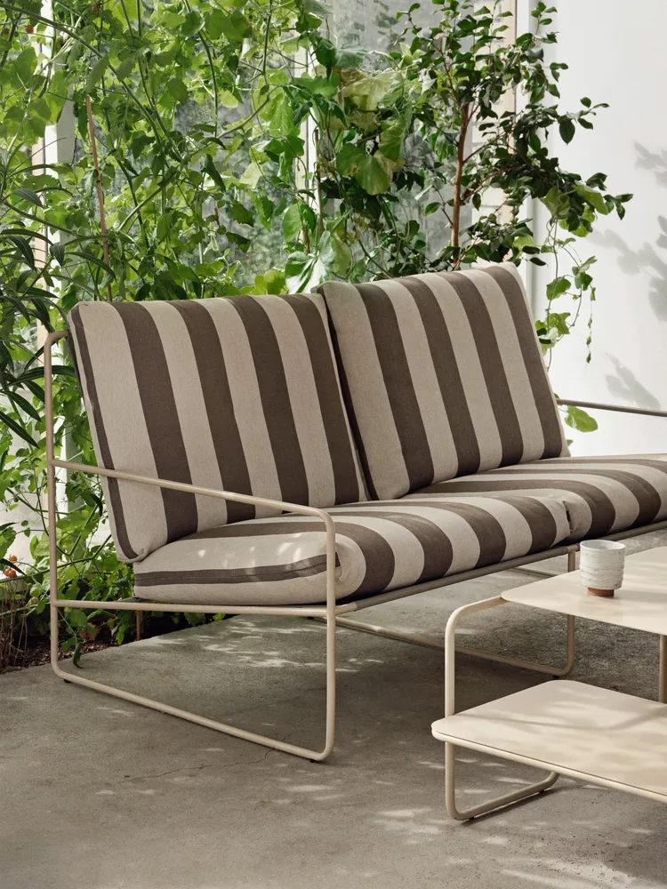 Sofa pro 2 osoby venkovní DESERT krémovo-hnědá s béžovým podstavcem