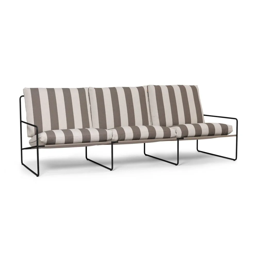Sofa pro 3 osoby venkovní DESERT krémovo-hnědá s černým podstavcem