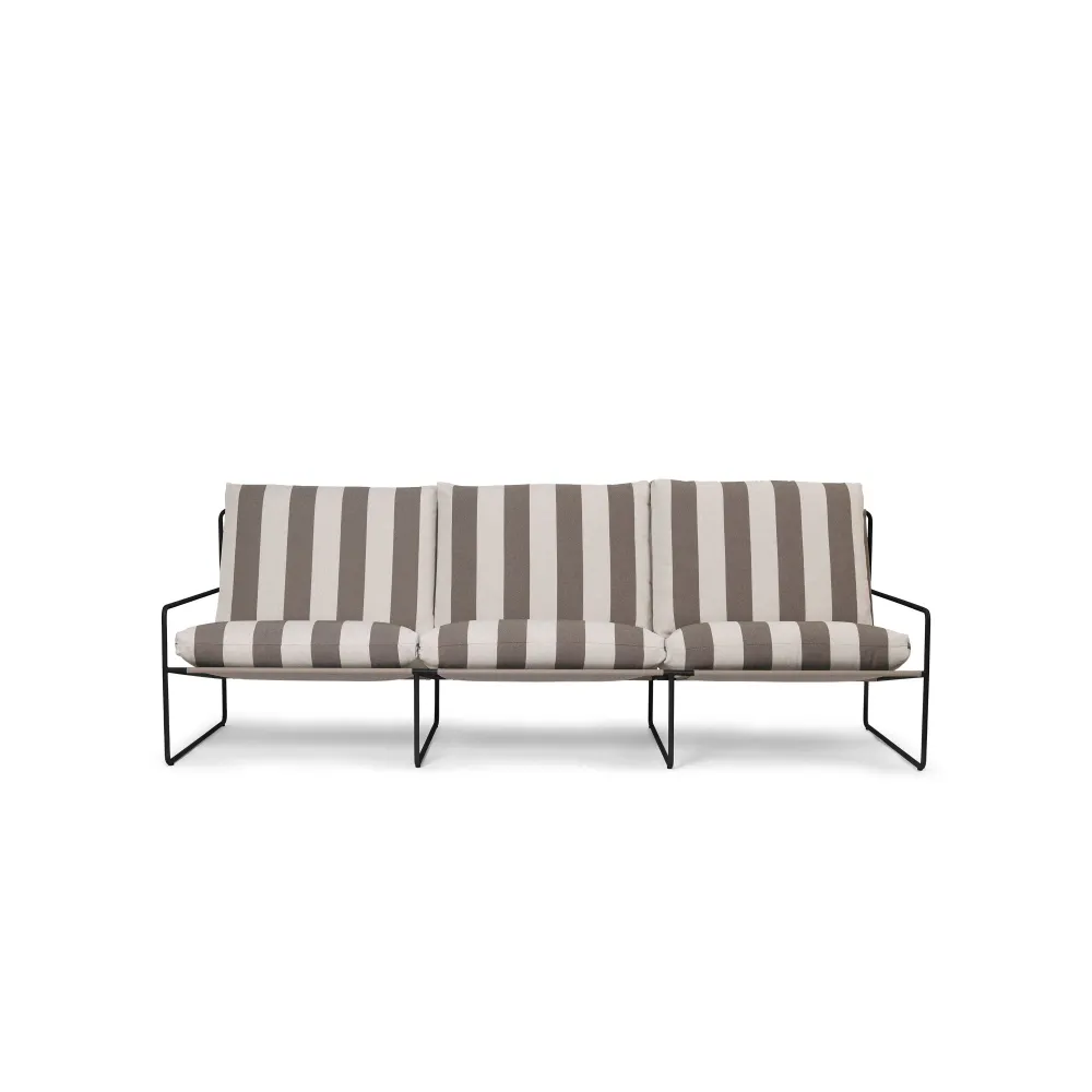 Sofa pro 3 osoby venkovní DESERT krémovo-hnědá s černým podstavcem