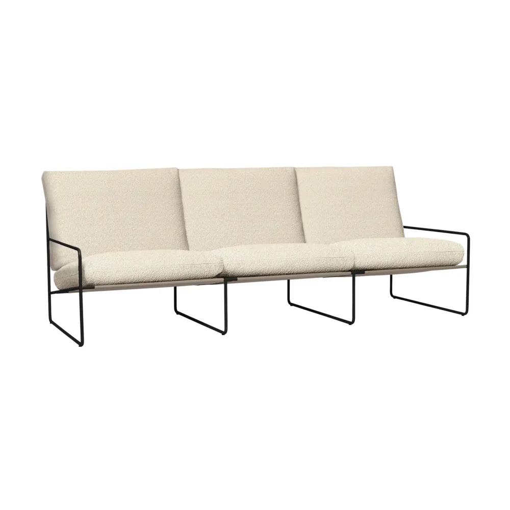 Sofa pro 3 osoby venkovní DESERT zlomená bílá s černým podstavcem