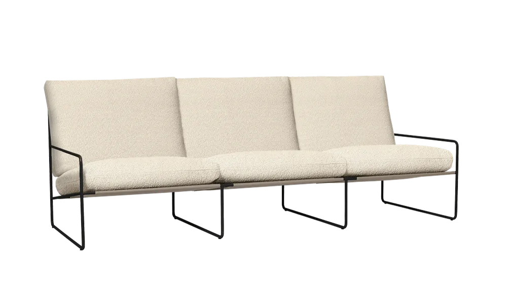 Sofa pro 3 osoby venkovní DESERT zlomená bílá s černým podstavcem