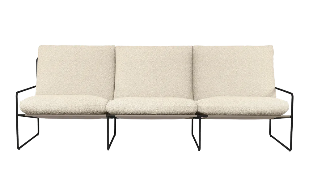 Sofa pro 3 osoby venkovní DESERT zlomená bílá s černým podstavcem