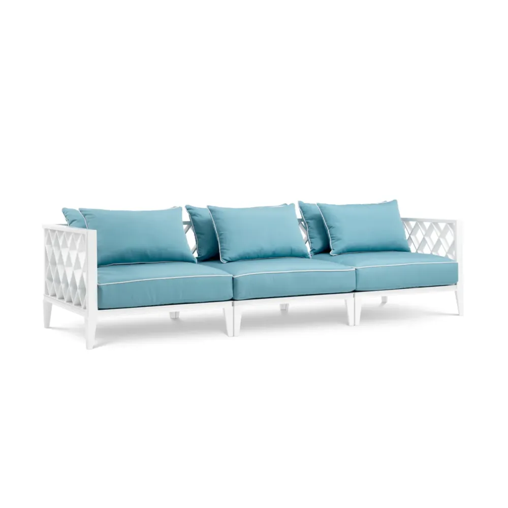 Sofa pro 3 osoby venkovní OCEAN CLUB bílá s modrou