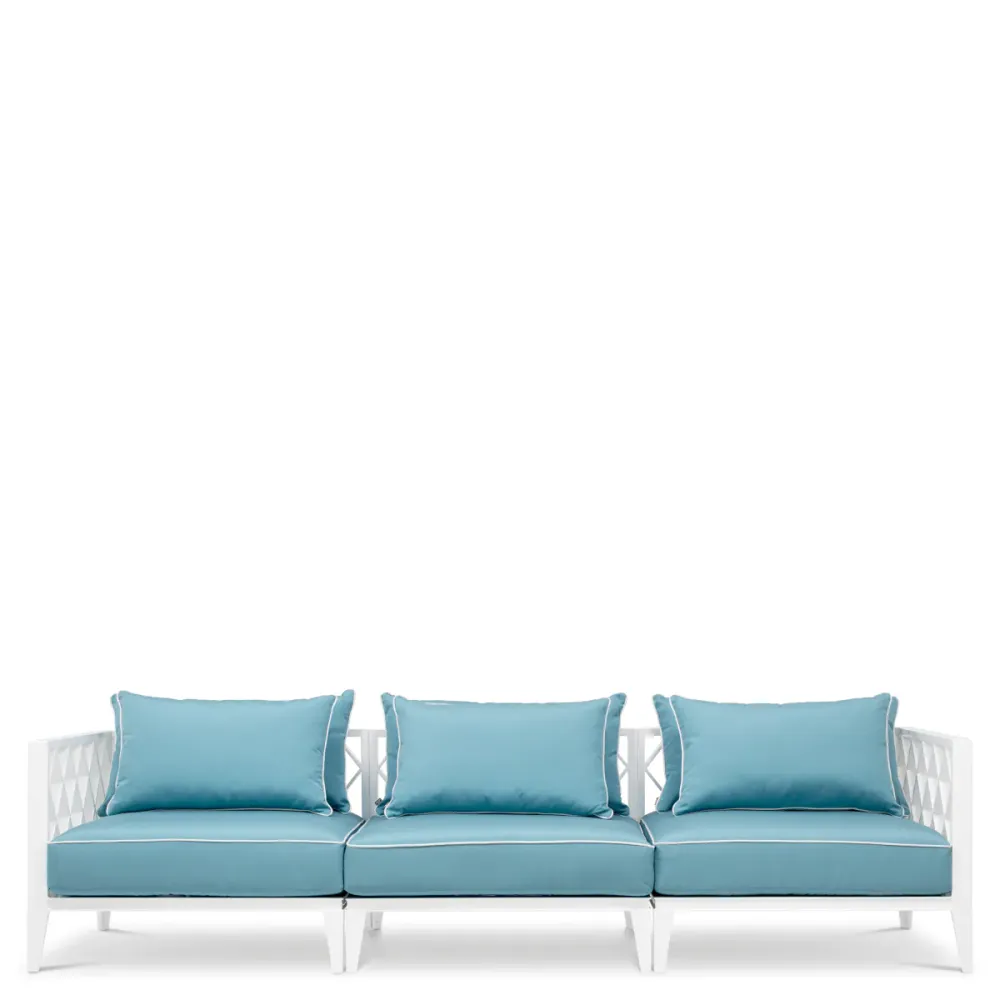 Sofa pro 3 osoby venkovní OCEAN CLUB bílá s modrou