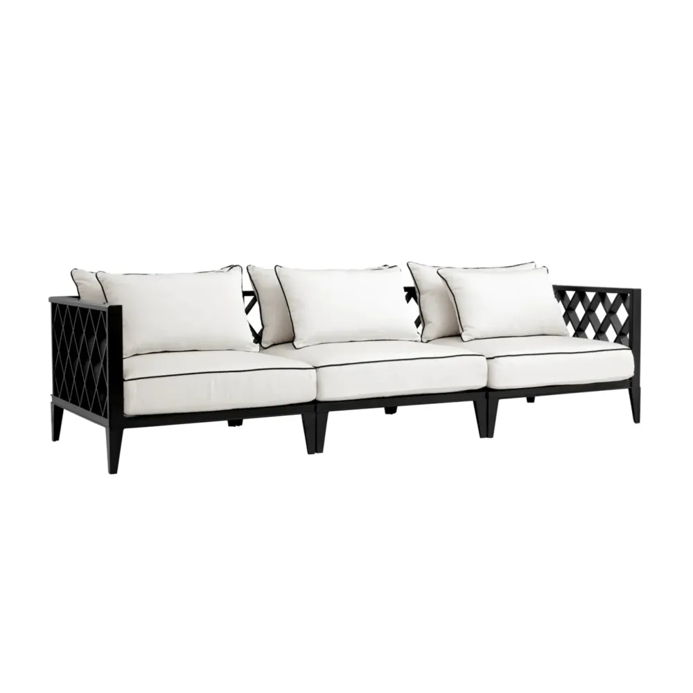 Sofa pro 3 osoby venkovní OCEAN CLUB černá s krémovou