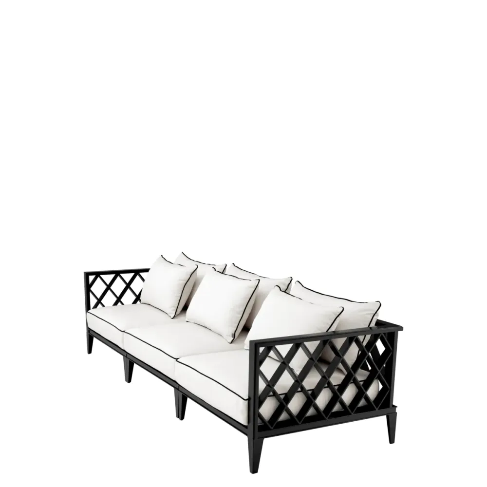Sofa pro 3 osoby venkovní OCEAN CLUB černá s krémovou