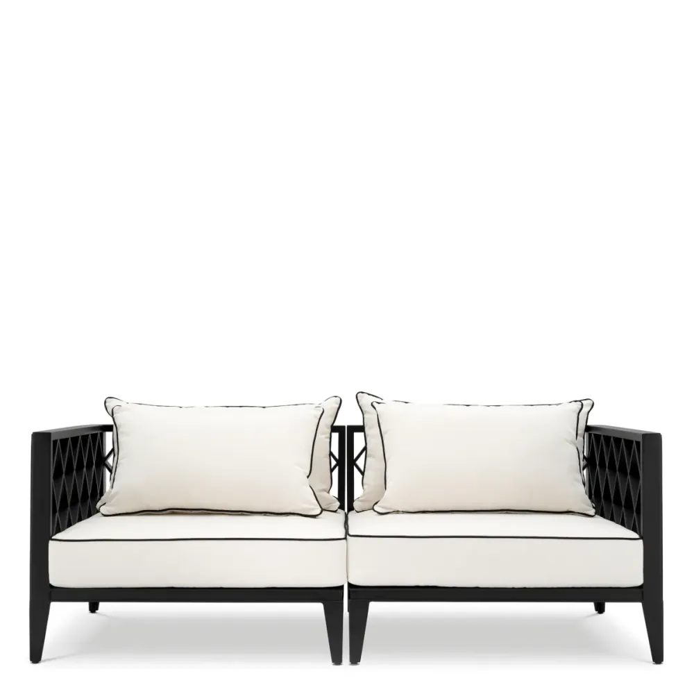 Sofa pro 2 osoby venkovní OCEAN CLUB černá s krémovou