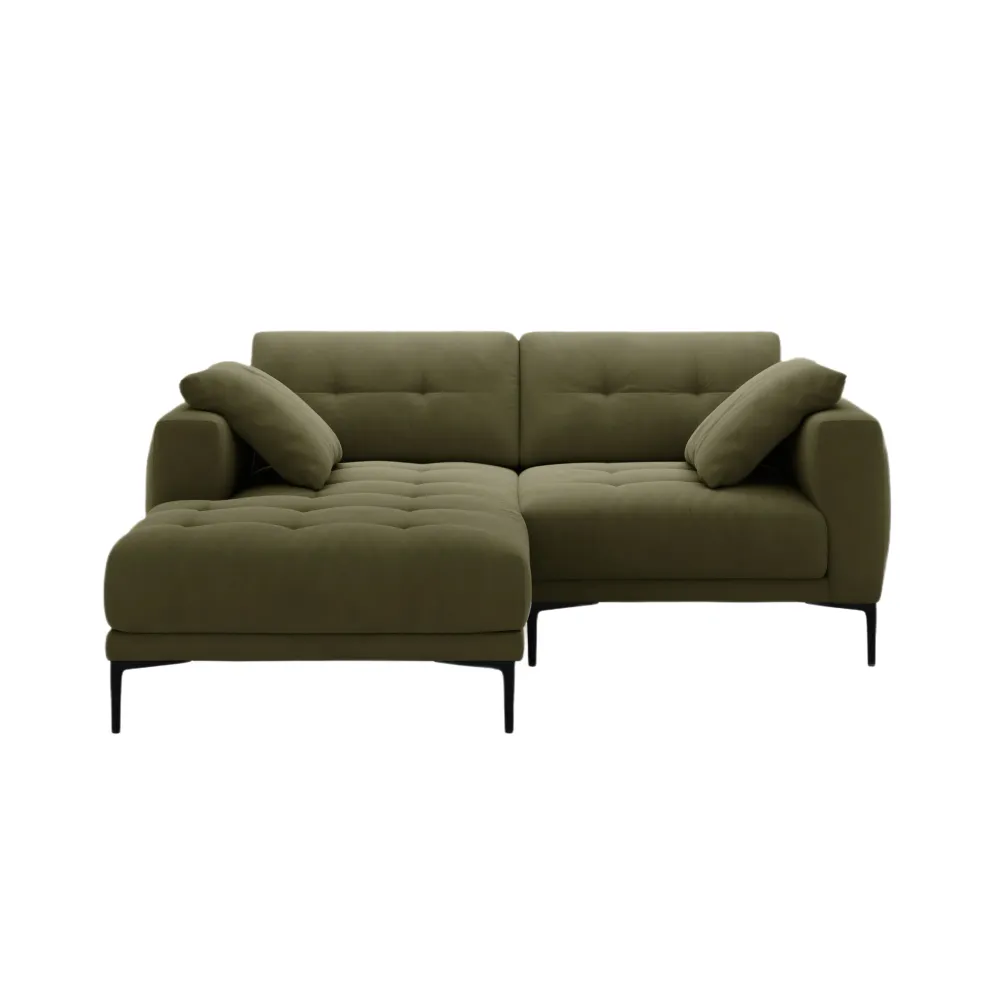 Sofa rohová levostranná sametová BEMY zelená