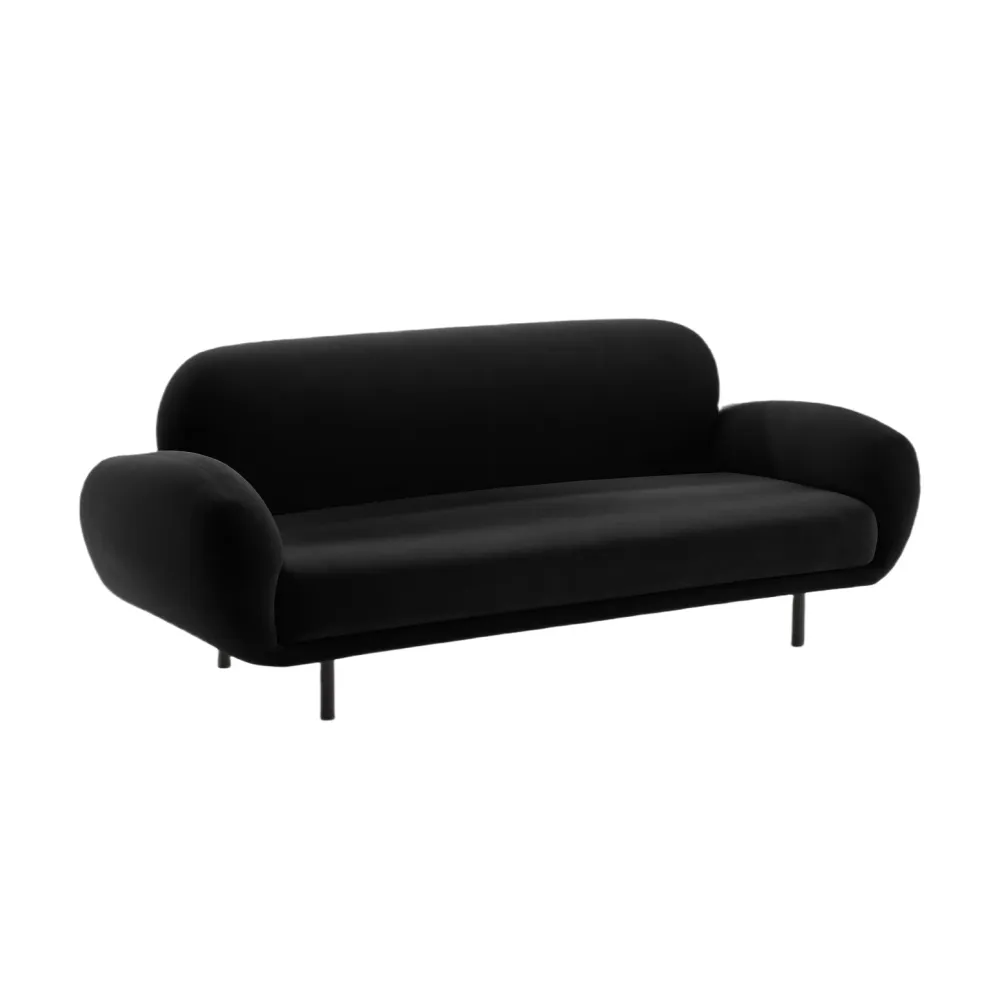 Sofa sametová 2,5-místná POPPY černá