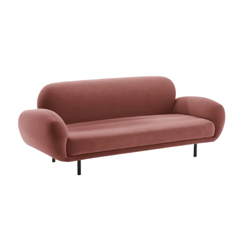 Sofa sametová 2,5-místná POPPY špinavě růžová