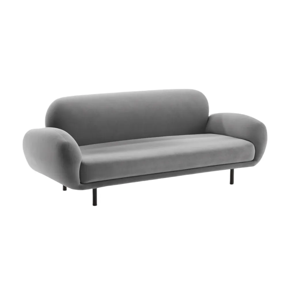Sofa sametová 2,5-místná POPPY světle šedá