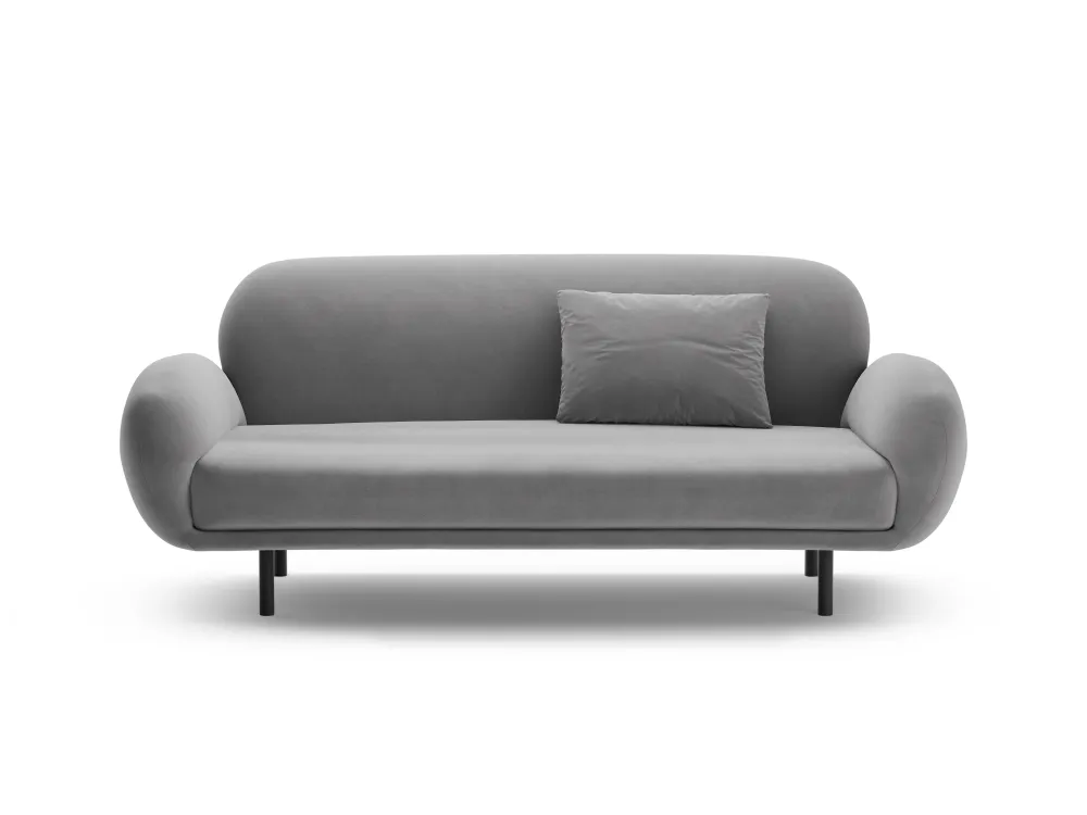 Sofa sametová 2,5-místná POPPY světle šedá