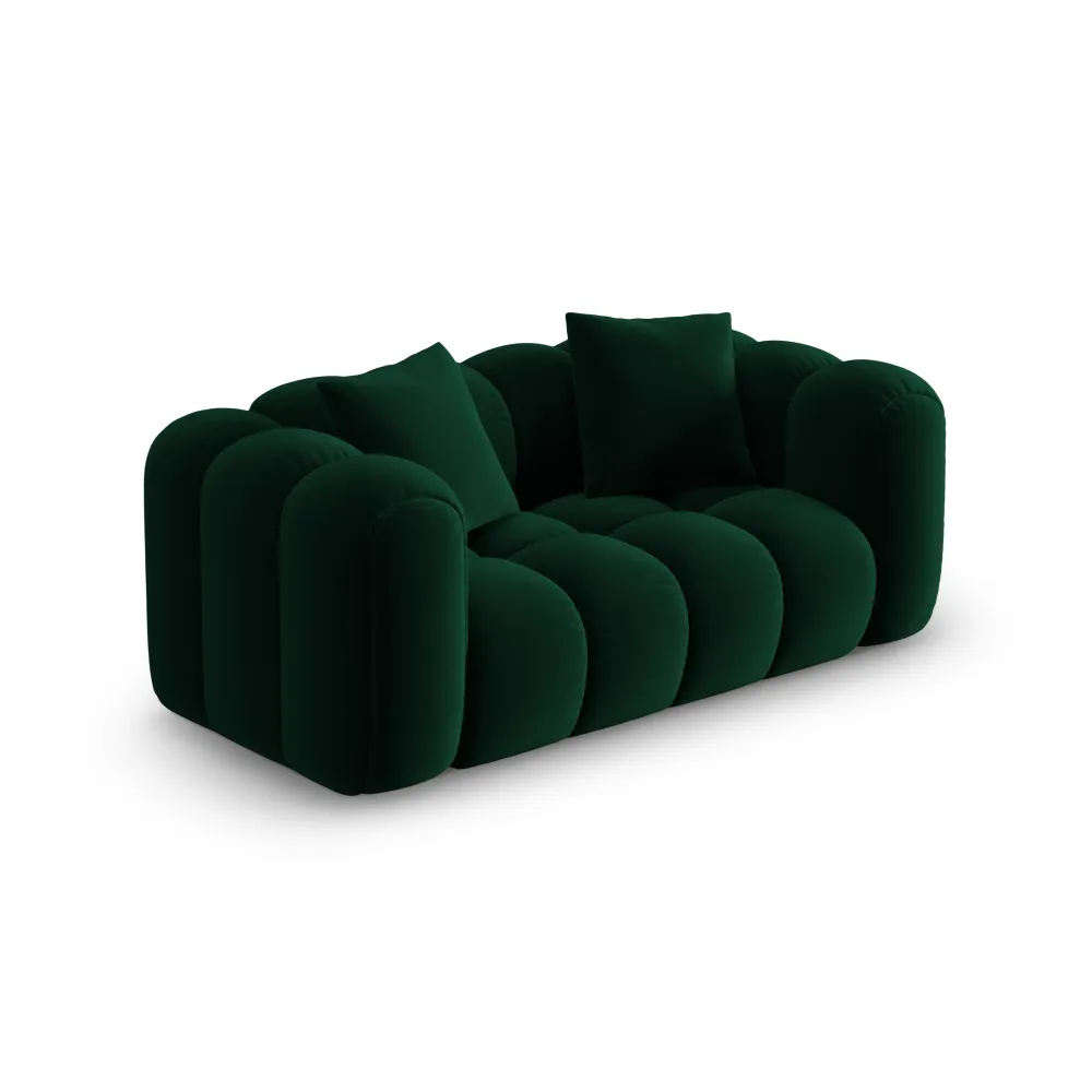 Sofa sametová 2-osobová ASTRO lahvově zelená