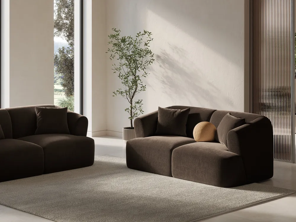 Sofa sametová 2-osobová CAMPI čokoládová